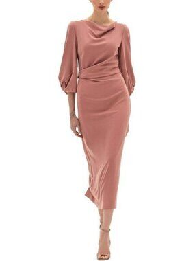 bgl silk dress BGL Dress Silk Dress Knee Length Dress Belted Dress Cowl Neck Dress 46EU  2XL US